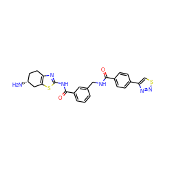 N[C@@H]1CCc2nc(NC(=O)c3cccc(CNC(=O)c4ccc(-c5csnn5)cc4)c3)sc2C1 ZINC000167952690