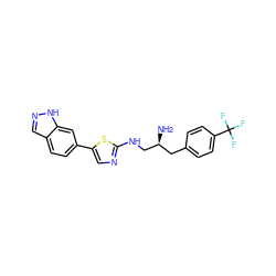 N[C@H](CNc1ncc(-c2ccc3cn[nH]c3c2)s1)Cc1ccc(C(F)(F)F)cc1 ZINC000049021646