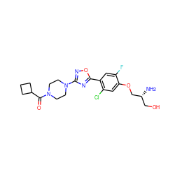 N[C@H](CO)COc1cc(Cl)c(-c2nc(N3CCN(C(=O)C4CCC4)CC3)no2)cc1F ZINC000299837976