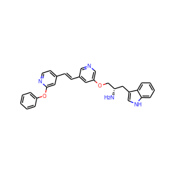 N[C@H](COc1cncc(/C=C/c2ccnc(Oc3ccccc3)c2)c1)Cc1c[nH]c2ccccc12 ZINC000014957760