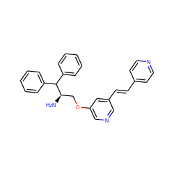 N[C@H](COc1cncc(/C=C/c2ccncc2)c1)C(c1ccccc1)c1ccccc1 ZINC000014957600