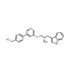 N[C@H](COc1cncc(-c2ccc(CO)cc2)c1)Cc1c[nH]c2ccccc12 ZINC000038411434