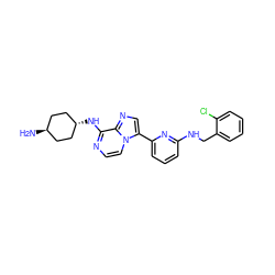 N[C@H]1CC[C@H](Nc2nccn3c(-c4cccc(NCc5ccccc5Cl)n4)cnc23)CC1 ZINC000261095457