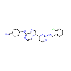 N[C@H]1CC[C@H](Nc2nccn3c(-c4ccnc(NCc5ccccc5Cl)n4)cnc23)CC1 ZINC000261168625