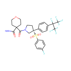 NC(=O)C1(C(=O)N2CC[C@](c3ccc(C(F)(C(F)(F)F)C(F)(F)F)cc3)(S(=O)(=O)c3ccc(F)cc3)C2)CCOCC1 ZINC001772643565