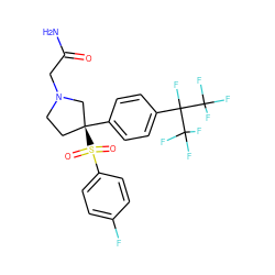 NC(=O)CN1CC[C@](c2ccc(C(F)(C(F)(F)F)C(F)(F)F)cc2)(S(=O)(=O)c2ccc(F)cc2)C1 ZINC001772640597