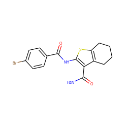 NC(=O)c1c(NC(=O)c2ccc(Br)cc2)sc2c1CCCC2 ZINC000000846610