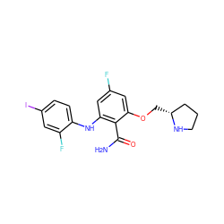 NC(=O)c1c(Nc2ccc(I)cc2F)cc(F)cc1OC[C@@H]1CCCN1 ZINC000096905643