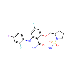 NC(=O)c1c(Nc2ccc(I)cc2F)cc(F)cc1OC[C@@H]1CCCN1S(N)(=O)=O ZINC000096905647