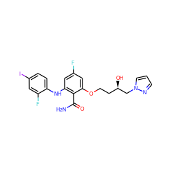 NC(=O)c1c(Nc2ccc(I)cc2F)cc(F)cc1OCC[C@@H](O)Cn1cccn1 ZINC000096905641