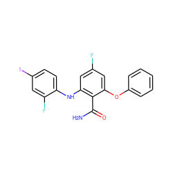 NC(=O)c1c(Nc2ccc(I)cc2F)cc(F)cc1Oc1ccccc1 ZINC000043201167
