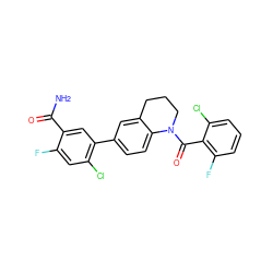 NC(=O)c1cc(-c2ccc3c(c2)CCCN3C(=O)c2c(F)cccc2Cl)c(Cl)cc1F ZINC000211281099