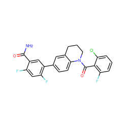 NC(=O)c1cc(-c2ccc3c(c2)CCCN3C(=O)c2c(F)cccc2Cl)c(F)cc1F ZINC000473248916