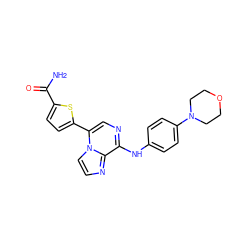 NC(=O)c1ccc(-c2cnc(Nc3ccc(N4CCOCC4)cc3)c3nccn23)s1 ZINC000073313085
