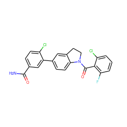 NC(=O)c1ccc(Cl)c(-c2ccc3c(c2)CCN3C(=O)c2c(F)cccc2Cl)c1 ZINC000211281335