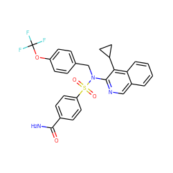 NC(=O)c1ccc(S(=O)(=O)N(Cc2ccc(OC(F)(F)F)cc2)c2ncc3ccccc3c2C2CC2)cc1 ZINC000261182773