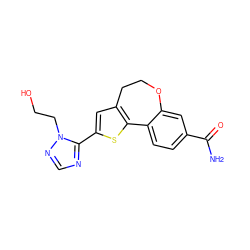 NC(=O)c1ccc2c(c1)OCCc1cc(-c3ncnn3CCO)sc1-2 ZINC000095581631