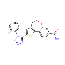 NC(=O)c1ccc2c(c1)OCCc1cc(-c3nnnn3-c3ccccc3Cl)sc1-2 ZINC000095584669