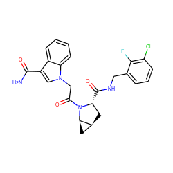 NC(=O)c1cn(CC(=O)N2[C@H](C(=O)NCc3cccc(Cl)c3F)C[C@H]3C[C@H]32)c2ccccc12 ZINC000148133347