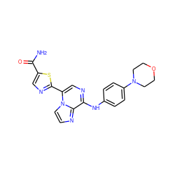 NC(=O)c1cnc(-c2cnc(Nc3ccc(N4CCOCC4)cc3)c3nccn23)s1 ZINC000073313087
