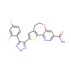 NC(=O)c1cnc2c(c1)OCCc1cc(-c3n[nH]nc3-c3ccc(F)cc3F)sc1-2 ZINC000095584944