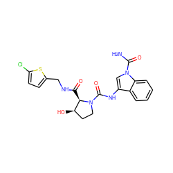 NC(=O)n1cc(NC(=O)N2CC[C@@H](O)[C@H]2C(=O)NCc2ccc(Cl)s2)c2ccccc21 ZINC000148094010