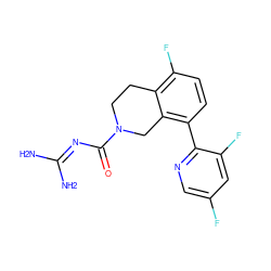NC(N)=NC(=O)N1CCc2c(F)ccc(-c3ncc(F)cc3F)c2C1 ZINC000203410381