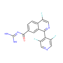 NC(N)=NC(=O)c1ccc2c(F)cnc(-c3c(F)cncc3F)c2c1 ZINC000168416324