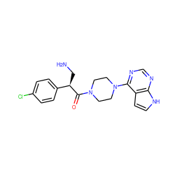 NC[C@@H](C(=O)N1CCN(c2ncnc3[nH]ccc23)CC1)c1ccc(Cl)cc1 ZINC000064539221