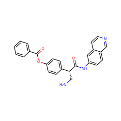 NC[C@@H](C(=O)Nc1ccc2cnccc2c1)c1ccc(OC(=O)c2ccccc2)cc1 ZINC000140344314