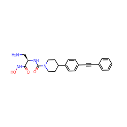 NC[C@@H](NC(=O)N1CCC(c2ccc(C#Cc3ccccc3)cc2)CC1)C(=O)NO ZINC000066079686