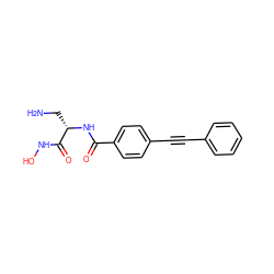 NC[C@H](NC(=O)c1ccc(C#Cc2ccccc2)cc1)C(=O)NO ZINC000003818665