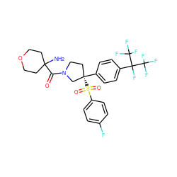 NC1(C(=O)N2CC[C@](c3ccc(C(F)(C(F)(F)F)C(F)(F)F)cc3)(S(=O)(=O)c3ccc(F)cc3)C2)CCOCC1 ZINC001772651952