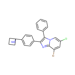 NC1(c2ccc(-c3nc4c(Br)cc(Cl)cn4c3-c3ccccc3)cc2)CCC1 ZINC000113654231