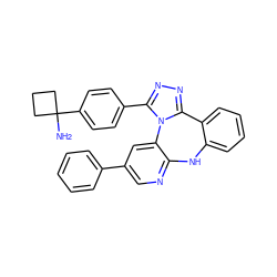 NC1(c2ccc(-c3nnc4n3-c3cc(-c5ccccc5)cnc3Nc3ccccc3-4)cc2)CCC1 ZINC000096174165