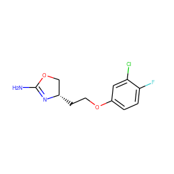 NC1=N[C@@H](CCOc2ccc(F)c(Cl)c2)CO1 ZINC000068198351
