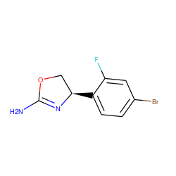 NC1=N[C@H](c2ccc(Br)cc2F)CO1 ZINC000083952585