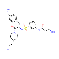 NCCC(=O)Nc1cccc(S(=O)(=O)N[C@@H](Cc2ccc(CN)cc2)C(=O)N2CCC(CCN)CC2)c1 ZINC000040391072