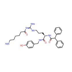 NCCCCCC(=O)/N=C(/N)NCCC[C@@H](NC(=O)C(c1ccccc1)c1ccccc1)C(=O)NCc1ccc(O)cc1 ZINC000071316492