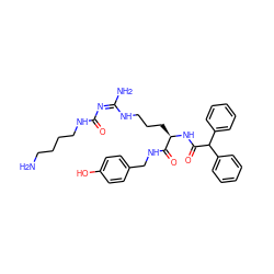 NCCCCNC(=O)/N=C(/N)NCCC[C@@H](NC(=O)C(c1ccccc1)c1ccccc1)C(=O)NCc1ccc(O)cc1 ZINC000071329769