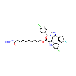 NNC(=O)CCCCCCCCCOC(=O)c1[nH]c2cc(Cl)ccc2c1-c1c(-c2ccc(F)cc2)ncn1Cc1ccc(Cl)cc1 ZINC001772647924