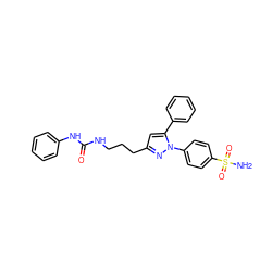 NS(=O)(=O)c1ccc(-n2nc(CCCNC(=O)Nc3ccccc3)cc2-c2ccccc2)cc1 ZINC000071316608
