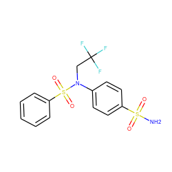 NS(=O)(=O)c1ccc(N(CC(F)(F)F)S(=O)(=O)c2ccccc2)cc1 ZINC000103248840