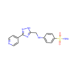 NS(=O)(=O)c1ccc(NCc2nc(-c3ccncc3)n[nH]2)cc1 ZINC001772598867