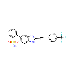 NS(=O)(=O)c1ccccc1-c1ccc2[nH]c(C#Cc3ccc(C(F)(F)F)cc3)nc2c1 ZINC000117139987
