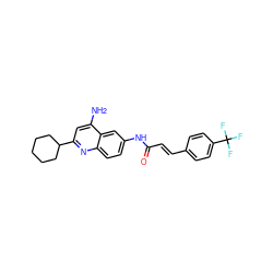 Nc1cc(C2CCCCC2)nc2ccc(NC(=O)/C=C/c3ccc(C(F)(F)F)cc3)cc12 ZINC000034271358