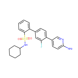Nc1ccc(-c2ccc(-c3ccccc3S(=O)(=O)NC3CCCCC3)cc2F)cn1 ZINC000224721269