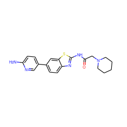 Nc1ccc(-c2ccc3nc(NC(=O)CN4CCCCC4)sc3c2)cn1 ZINC000096283497