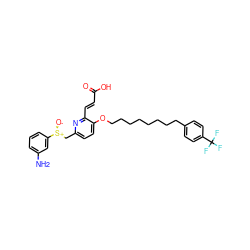 Nc1cccc([S@@+]([O-])Cc2ccc(OCCCCCCCCc3ccc(C(F)(F)F)cc3)c(/C=C/C(=O)O)n2)c1 ZINC000026989719