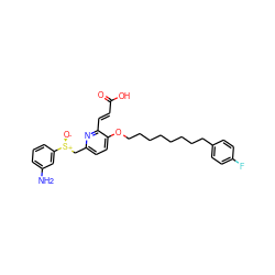 Nc1cccc([S@@+]([O-])Cc2ccc(OCCCCCCCCc3ccc(F)cc3)c(/C=C/C(=O)O)n2)c1 ZINC000013833527